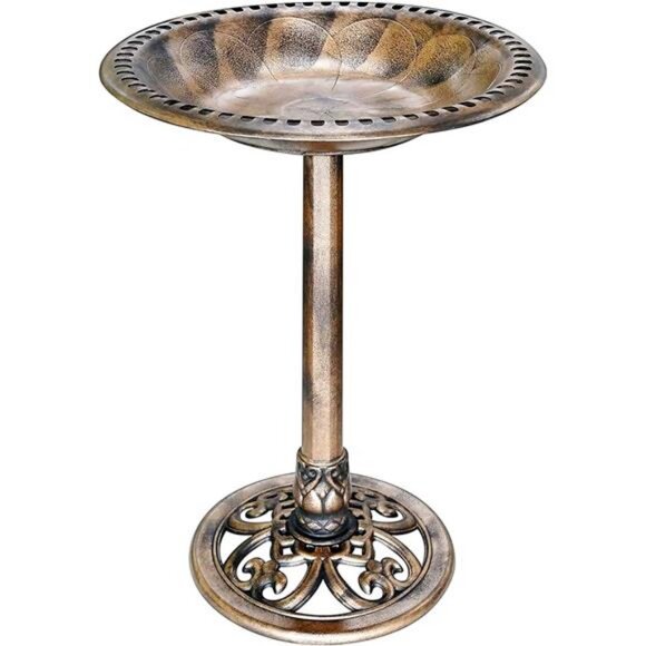 28 Inch Height Polyresin Lightweight Antique Outdoor Garden Bird Bath